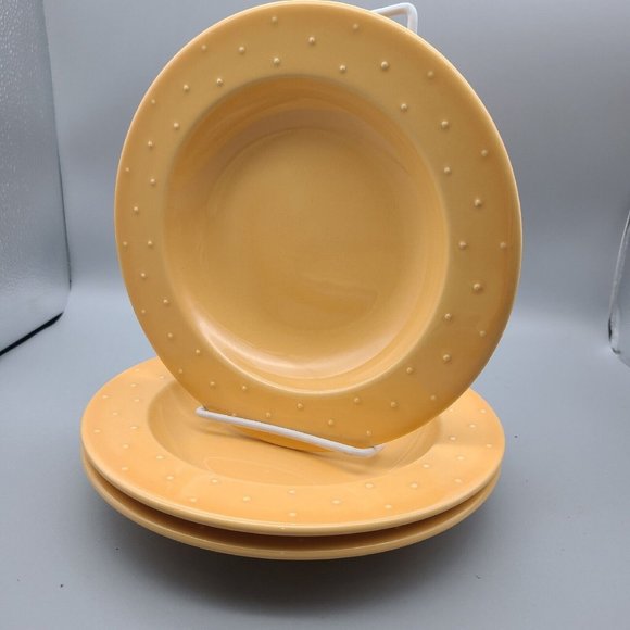 Waechtersbach Set (3) Embossed Dots Soup Salad Pasta Plates 8.75” Orange - Picture 2 of 5